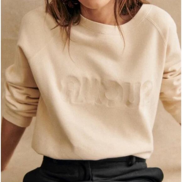 SEZANE Amour Embroidered Print Pullover Crewneck Sweatshirt Women's Size XL - Picture 9 of 9